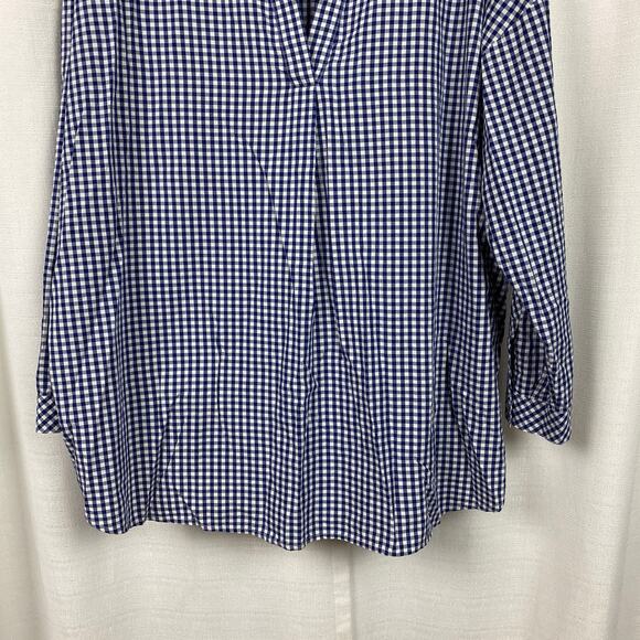J.Jill Blue Plaid Popover Blouse Sz.2X - Picture 5 of 14